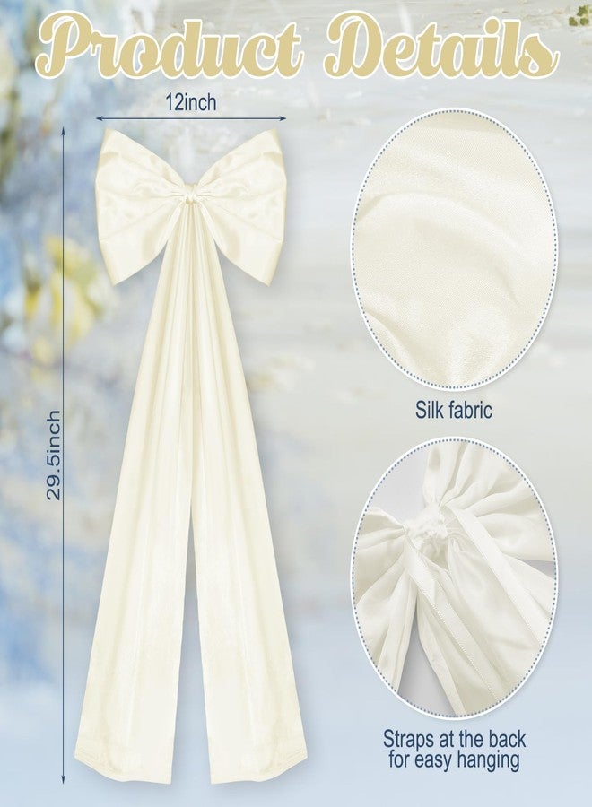 Knitgrip Large Wedding Pew Bows with Long Tails 12 x 29.5 Inch Wedding Aisle Decorations Bows Satin Ribbon Background Decor for Bridal Shower Reception Ceremony(Champagne,12 Pcs) - Image 2